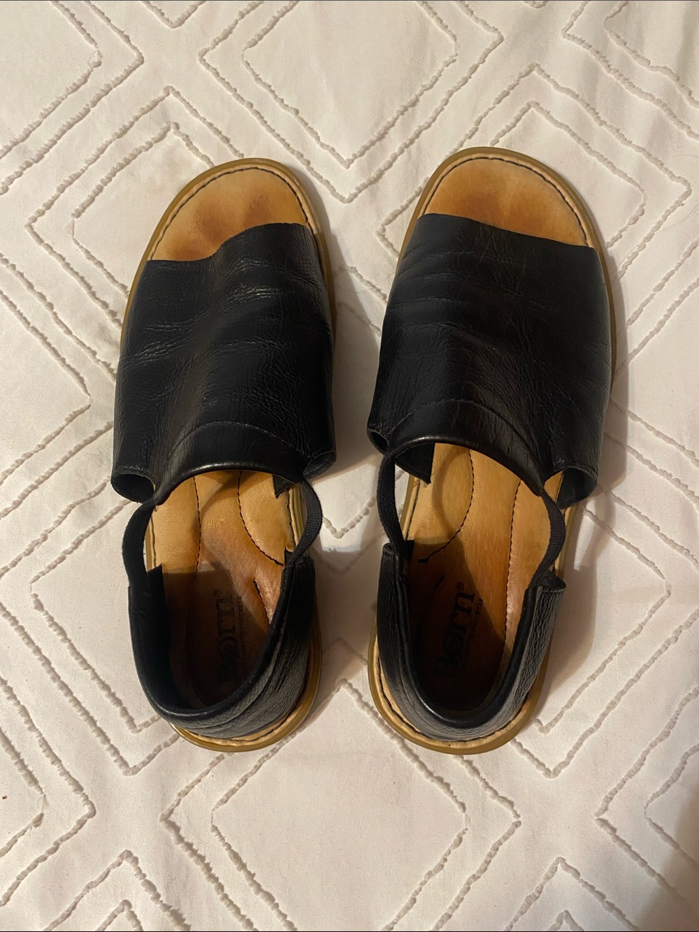 Born Black Leather Open-Toe Slingback Sandals
